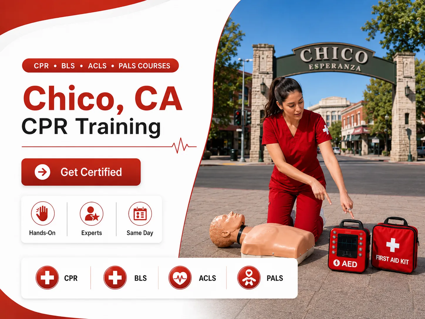 Group CPR certification class in Chico, California