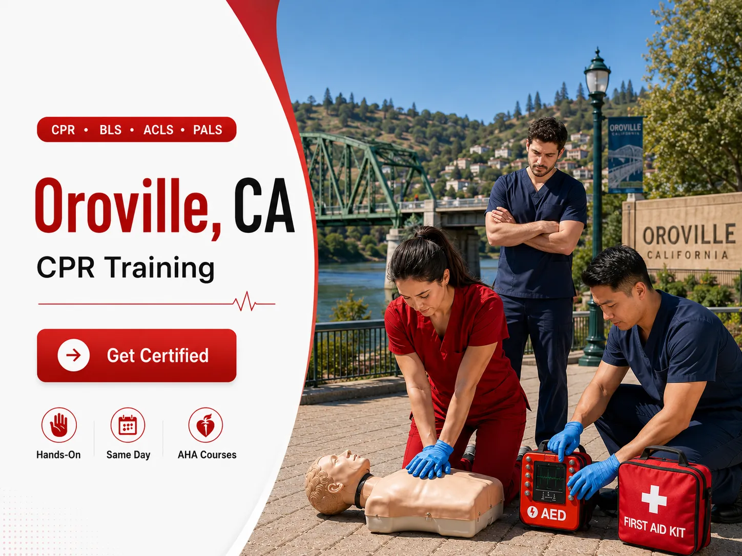 Healthcare BLS skills practice with AHA instructor in Oroville, CA